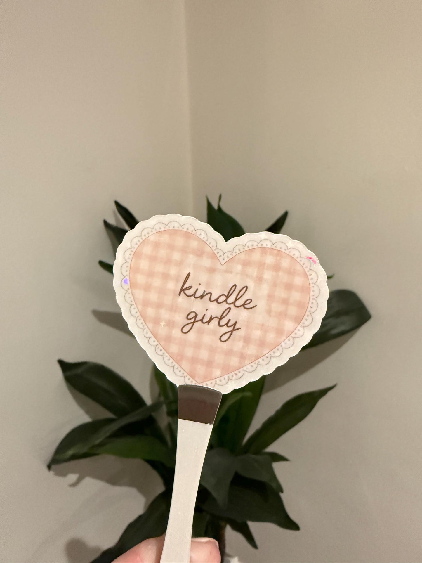 Gingham Heart Kindle Sticker