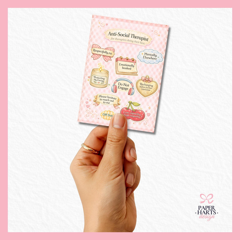 Funny Therapist Sticker Sheet | Anti-Social Humor, Waterproof Vinyl