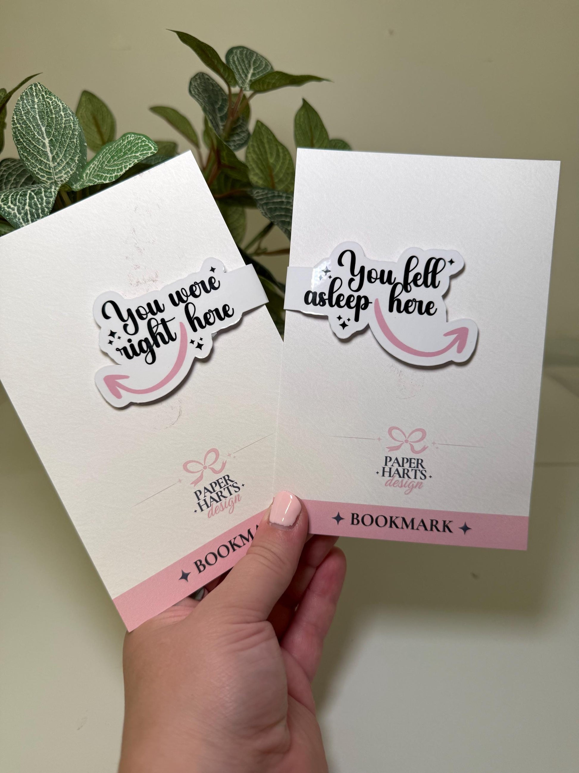 Set of Two Magnetic Bookmarks | Arrow → "You Were Right Here" & "Fell Asleep Here" Designs