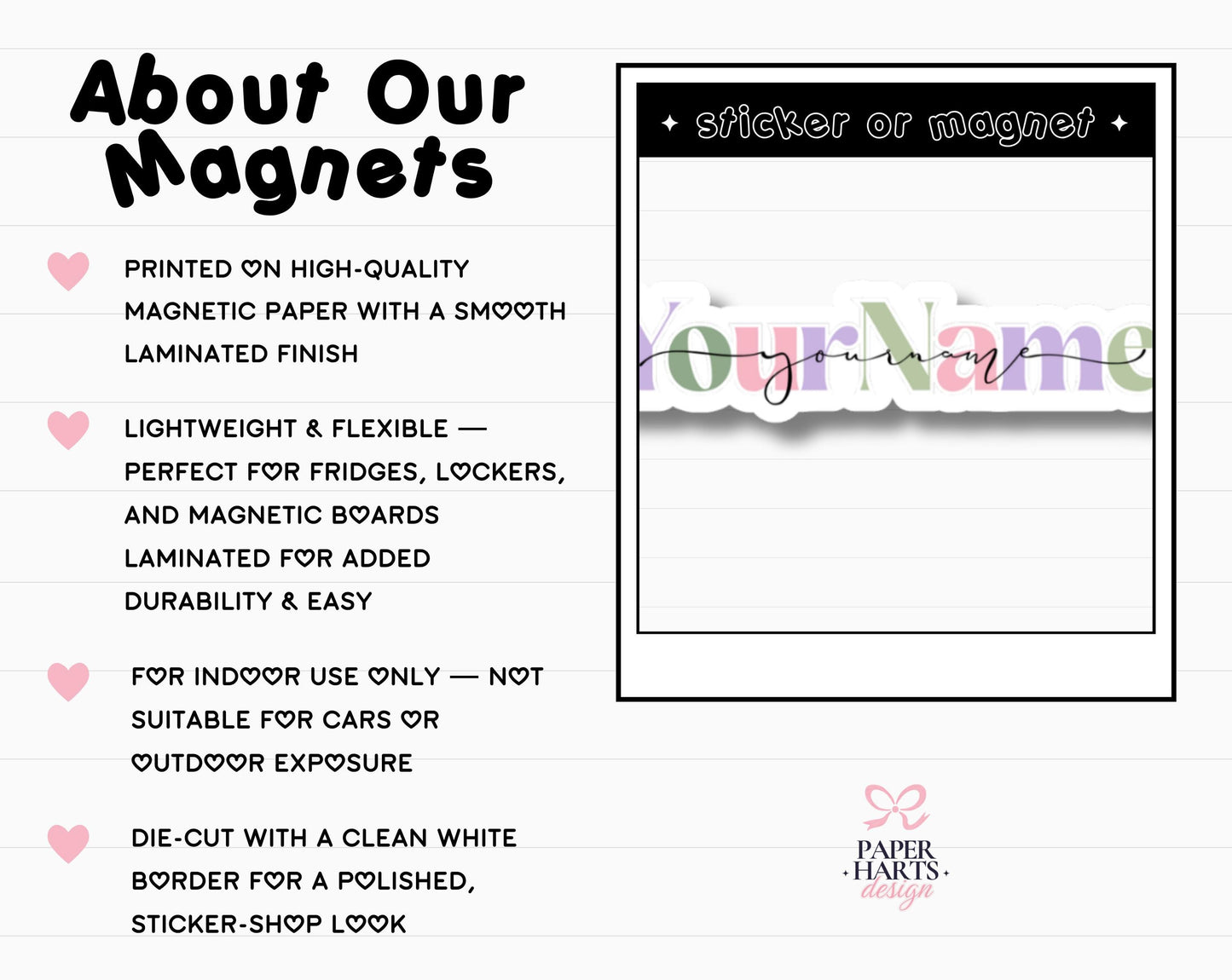 Custom Name Sticker or Magnet Customize Font, Color and Finish | Holographic Option