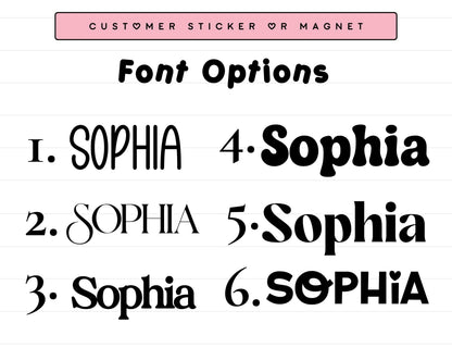 Custom Name Sticker or Magnet Customize Font, Color and Finish | Holographic Option