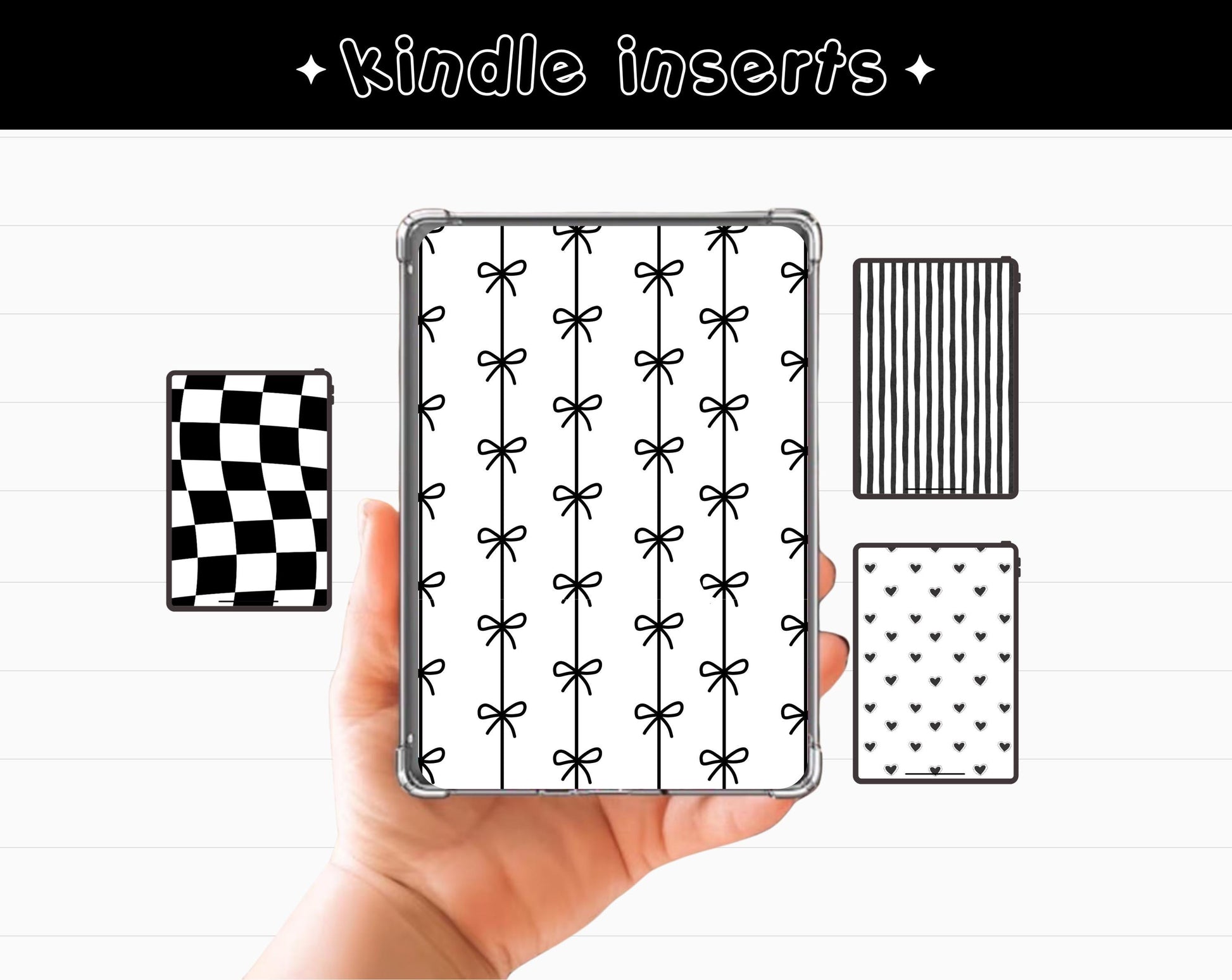 Kindle Insert Pack | Minimalist Pattern, Custom Color (Set of 4)