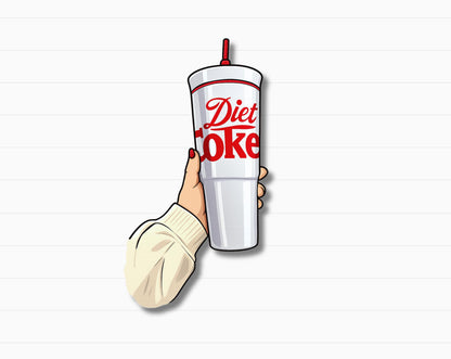 Diet Coke Inspired Girly Sticker | Cute Hand Drawn Iced Soda Cup | Aesthetic Drink Sticker | Water Bottle Laptop Decal | Soda Lover Gift