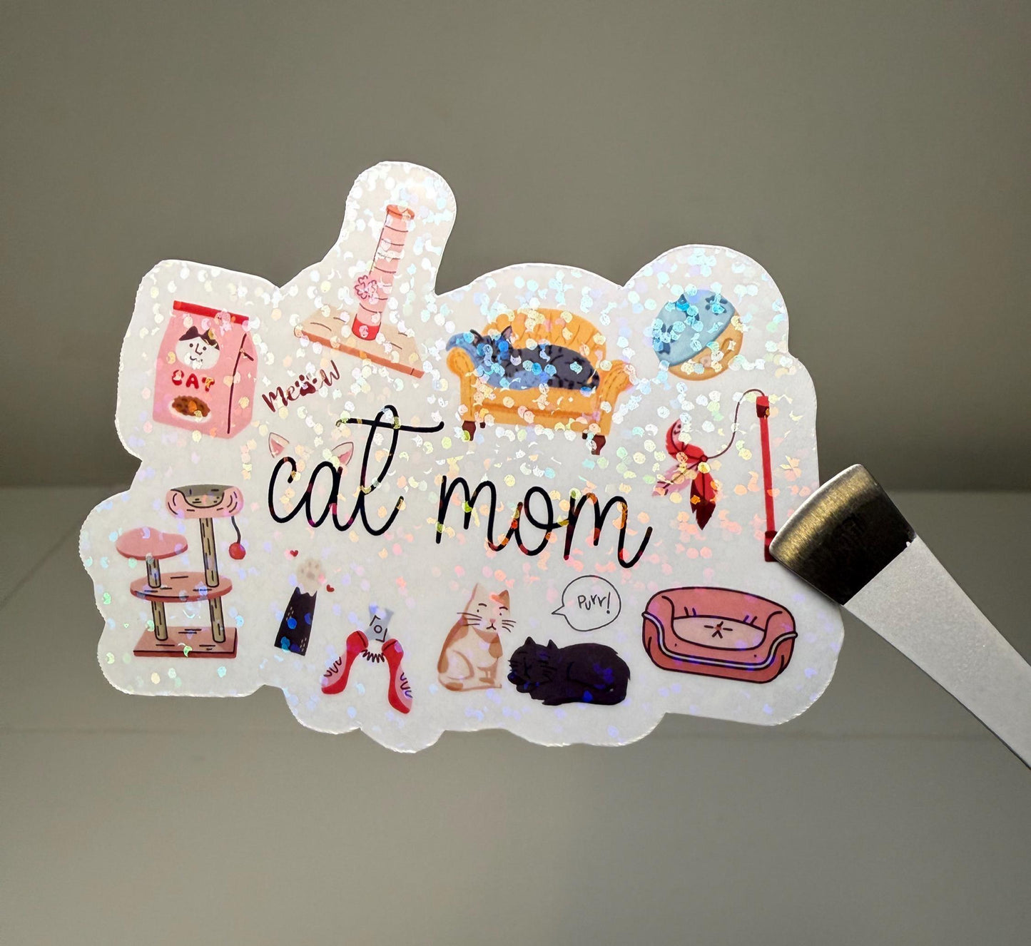 Cat Mom Sticker – Cute Cat Lover Gift, Cat Lady Aesthetic, Pet Mom Sticker