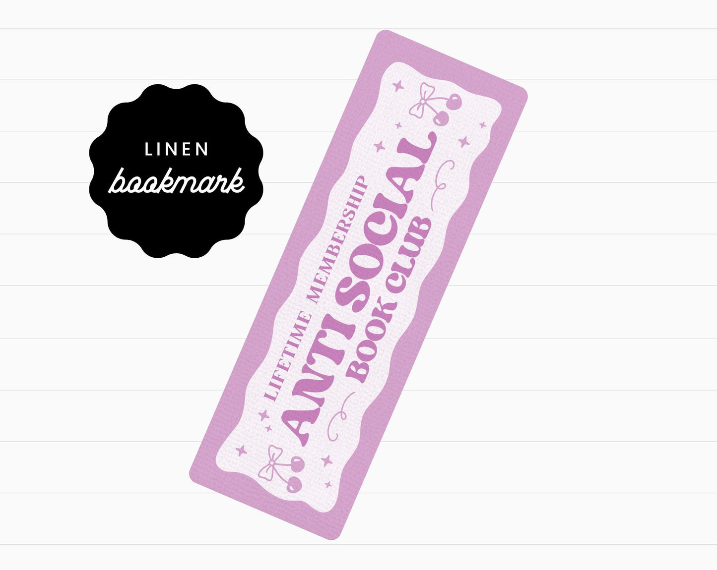 Anti Social Book Club Linen Bookmark