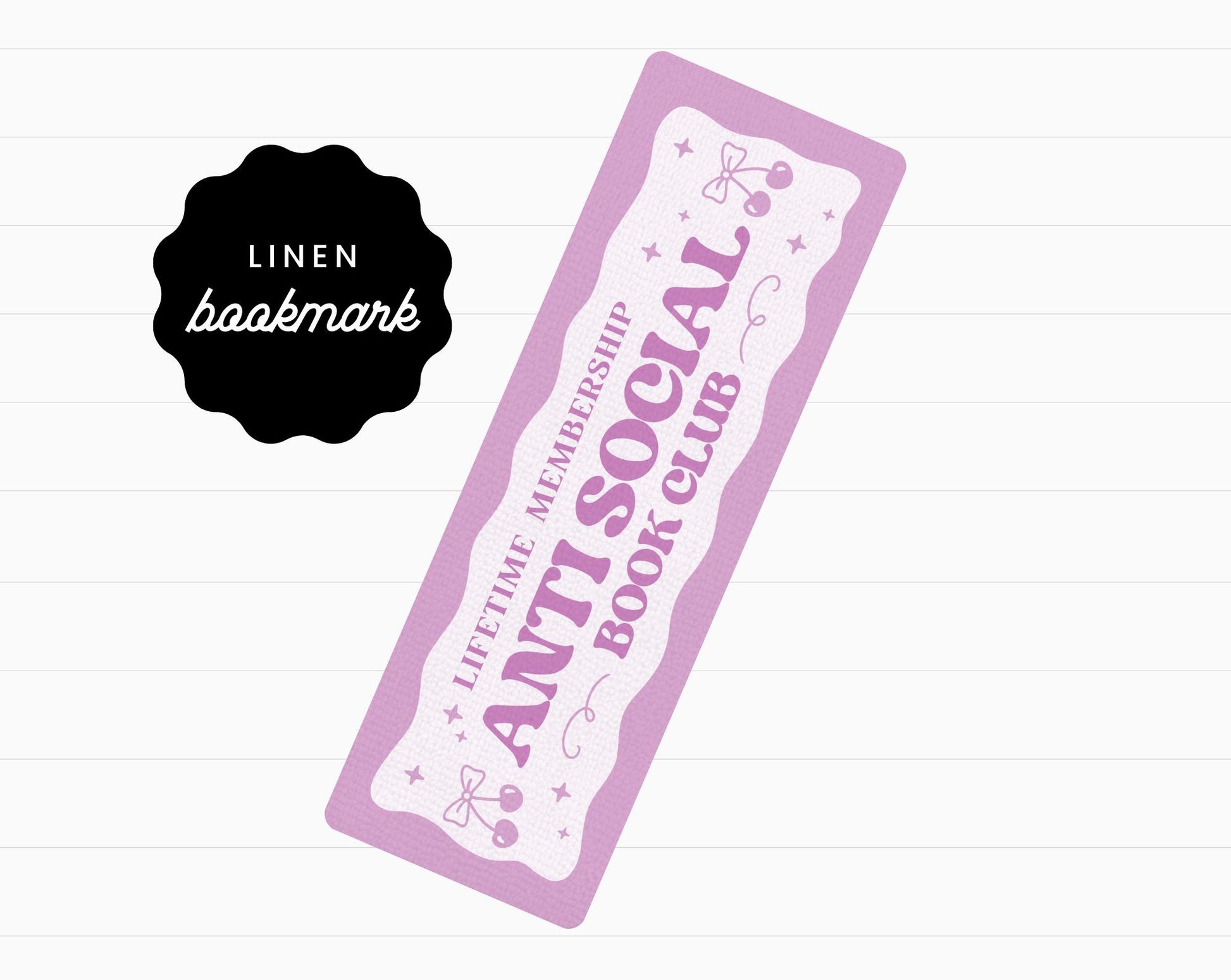 Anti Social Book Club Linen Bookmark