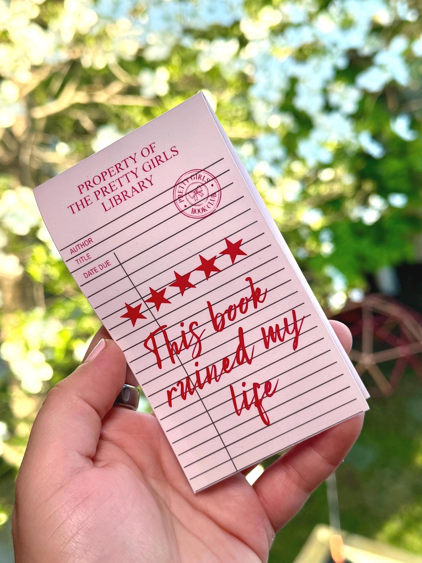 Library Card Bookmark | “5 Stars, This Book Ruined My Life”