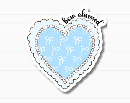 Bow Obsessed Heart Sticker
