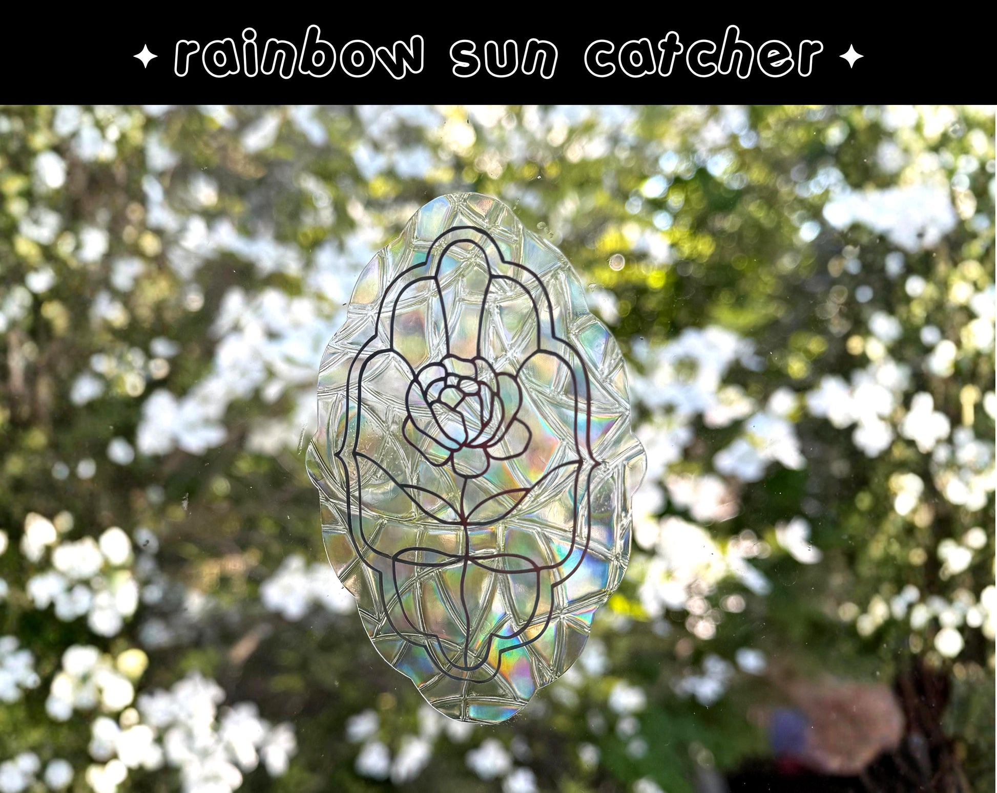 Rose Stained Glass Rainbow Sun Catcher