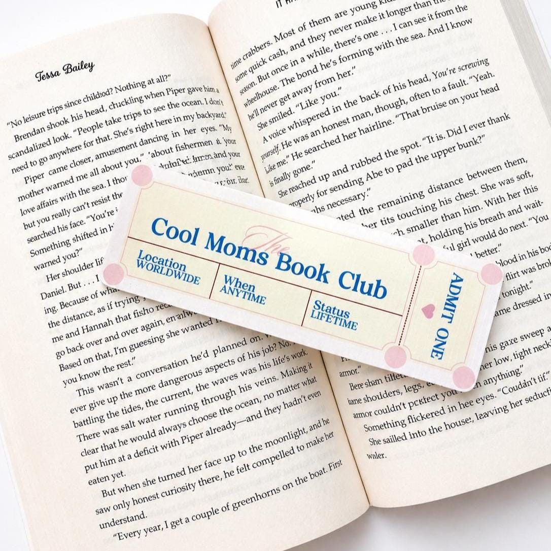 Cool Moms Book Club Linen Bookmark