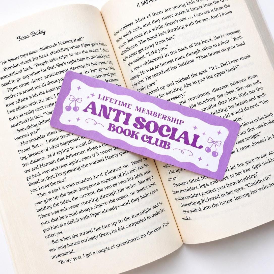 Anti Social Book Club Linen Bookmark