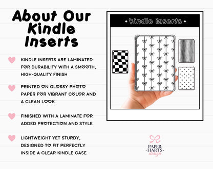 Kindle Insert Pack | Minimalist Pattern, Custom Color (Set of 4)