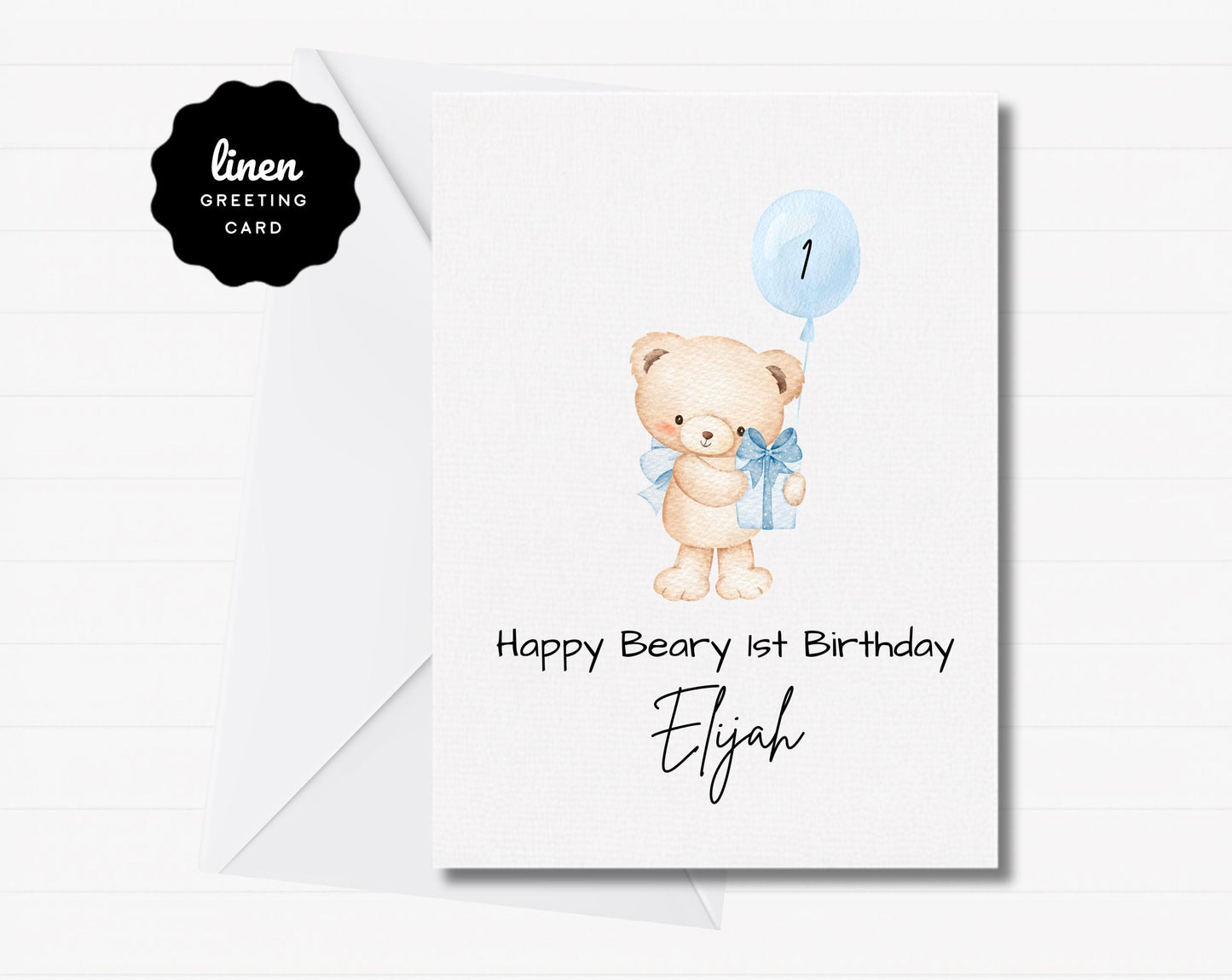 Personalized Beary 1st Birthday Card