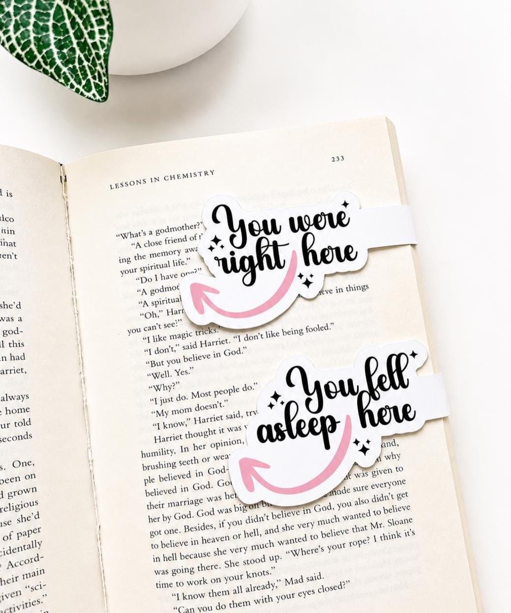 Set of Two Magnetic Bookmarks | Arrow → "You Were Right Here" & "Fell Asleep Here" Designs