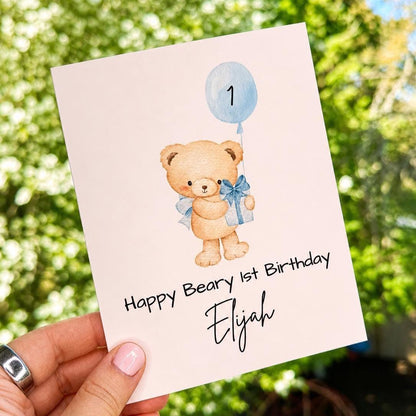 Personalized Beary 1st Birthday Card