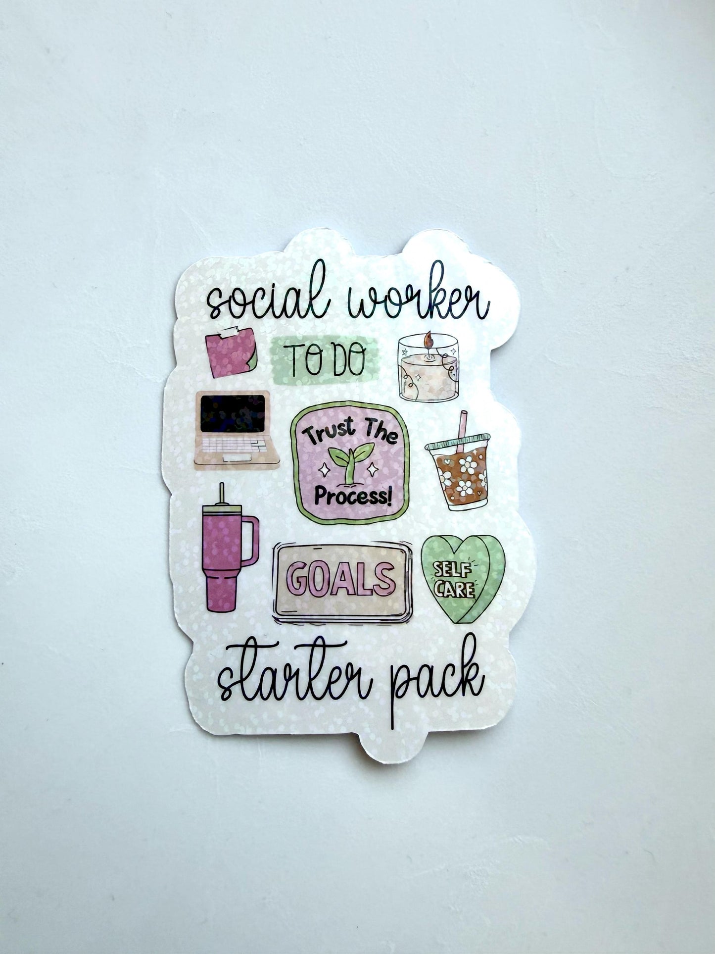 Social Worker Starter Pack Sticker – Mental Health, Self Care, Therapist Gift