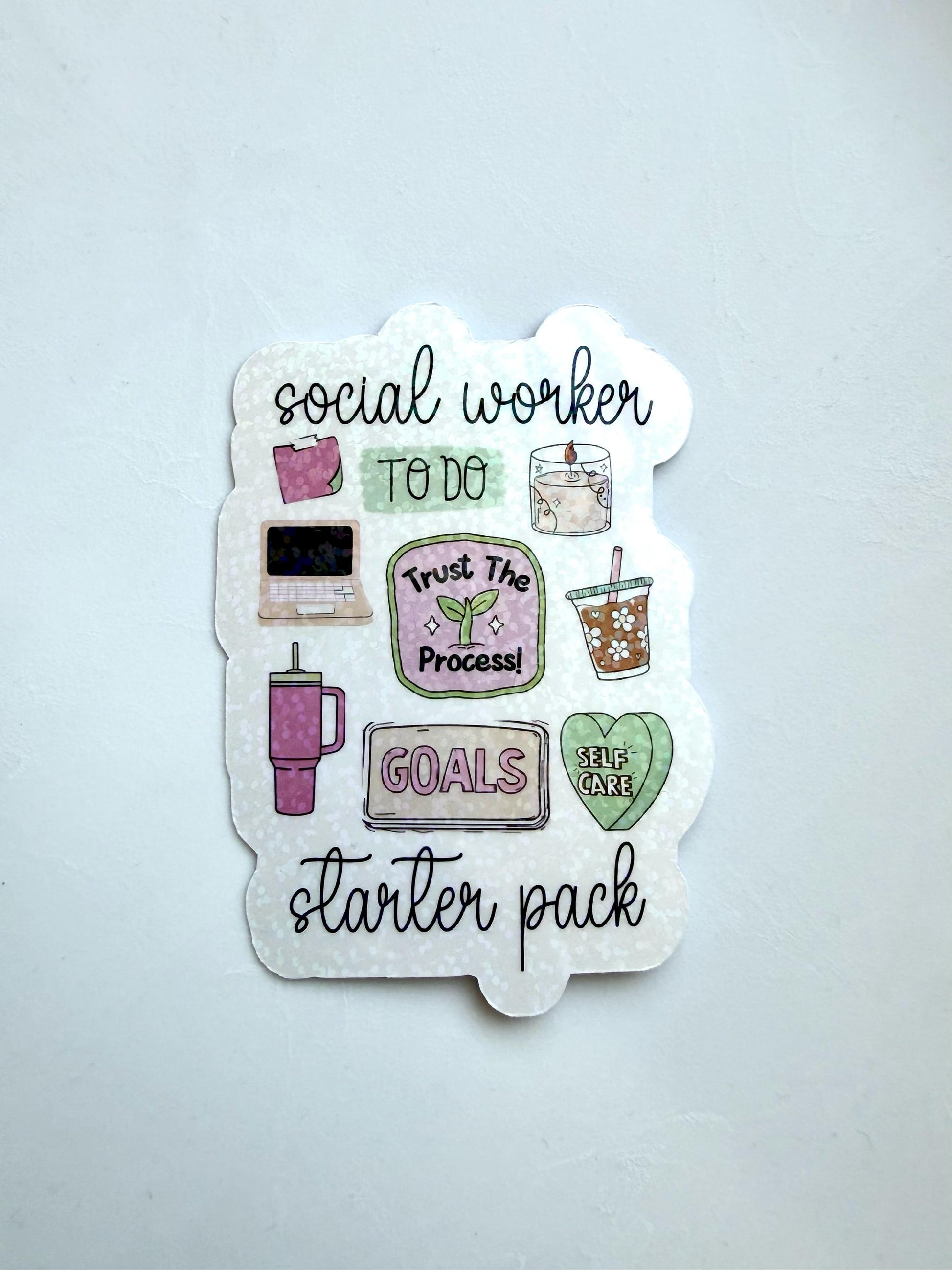 Social Worker Starter Pack Sticker – Mental Health, Self Care, Therapist Gift