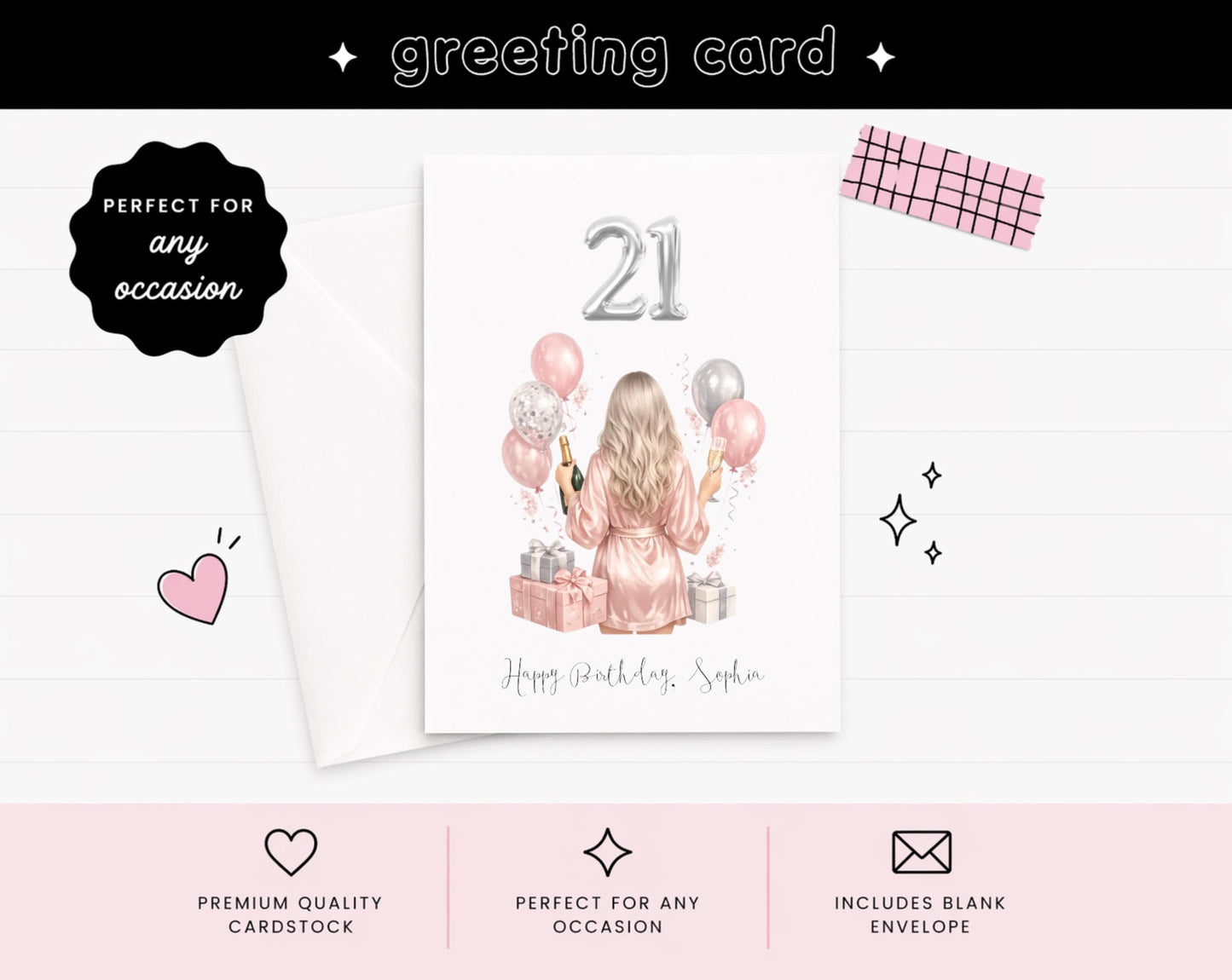 Personalized Birthday Greeting Card for Her