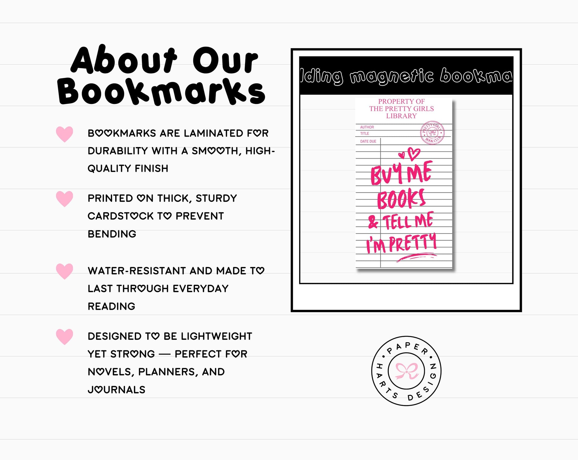 Pretty Girls Library Magnetic Bookmark