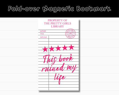 Library Card Bookmark | “5 Stars, This Book Ruined My Life”