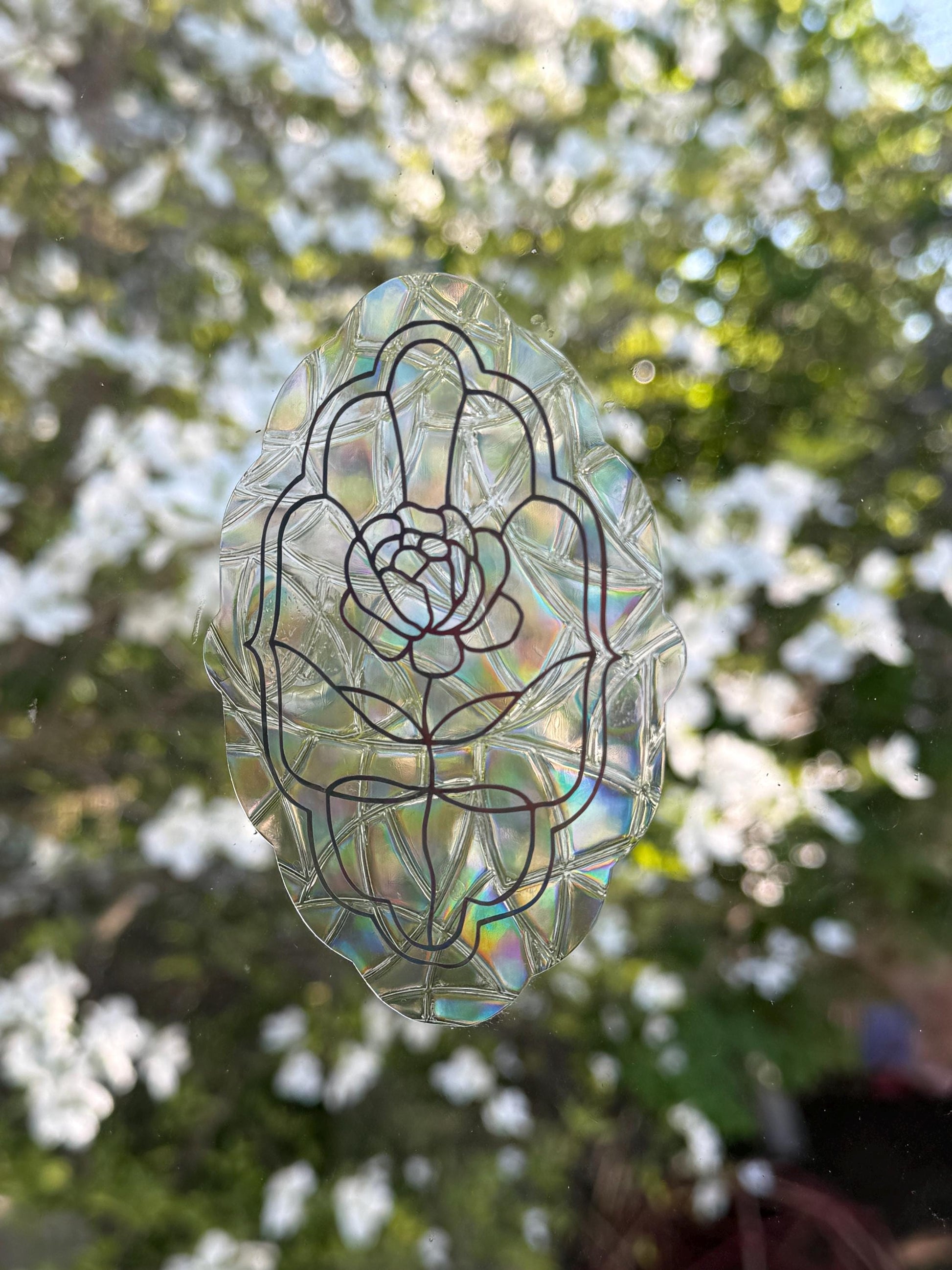 Rose Stained Glass Rainbow Sun Catcher