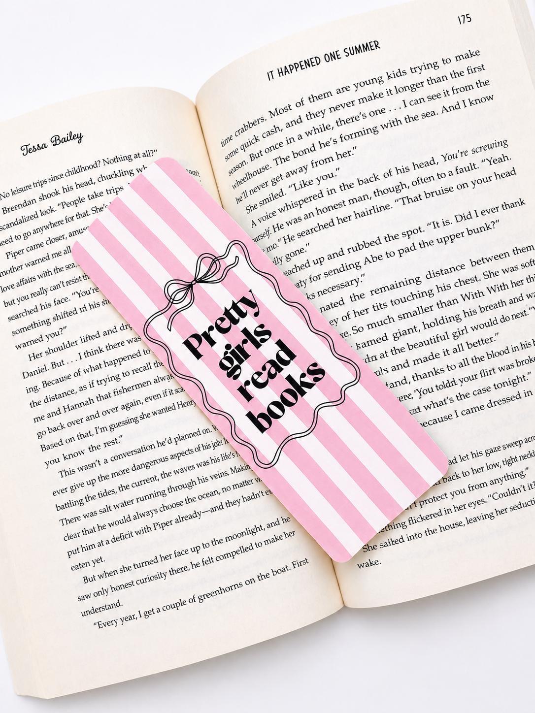 Pretty Girls Read Books Linen Bookmark
