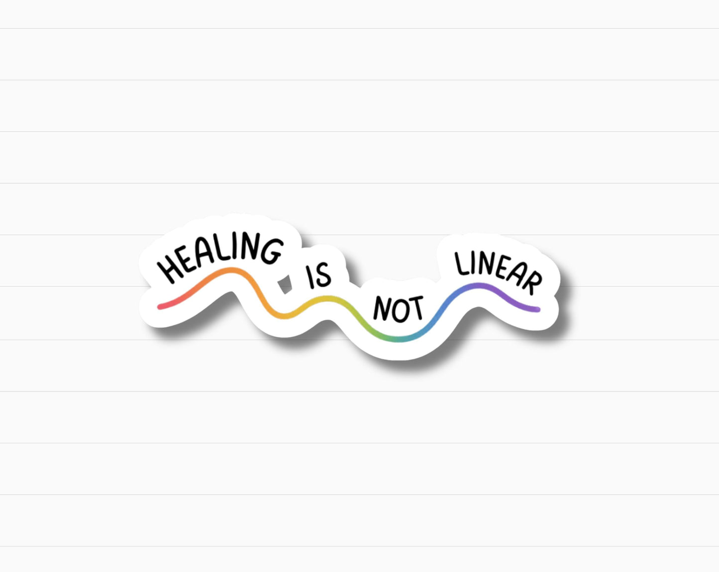 Healing Is Not Linear Sticker | Mental Health Sticker | Therapy Gift | Rainbow Vinyl Sticker | Self Care Sticker | Therapist Gift Idea