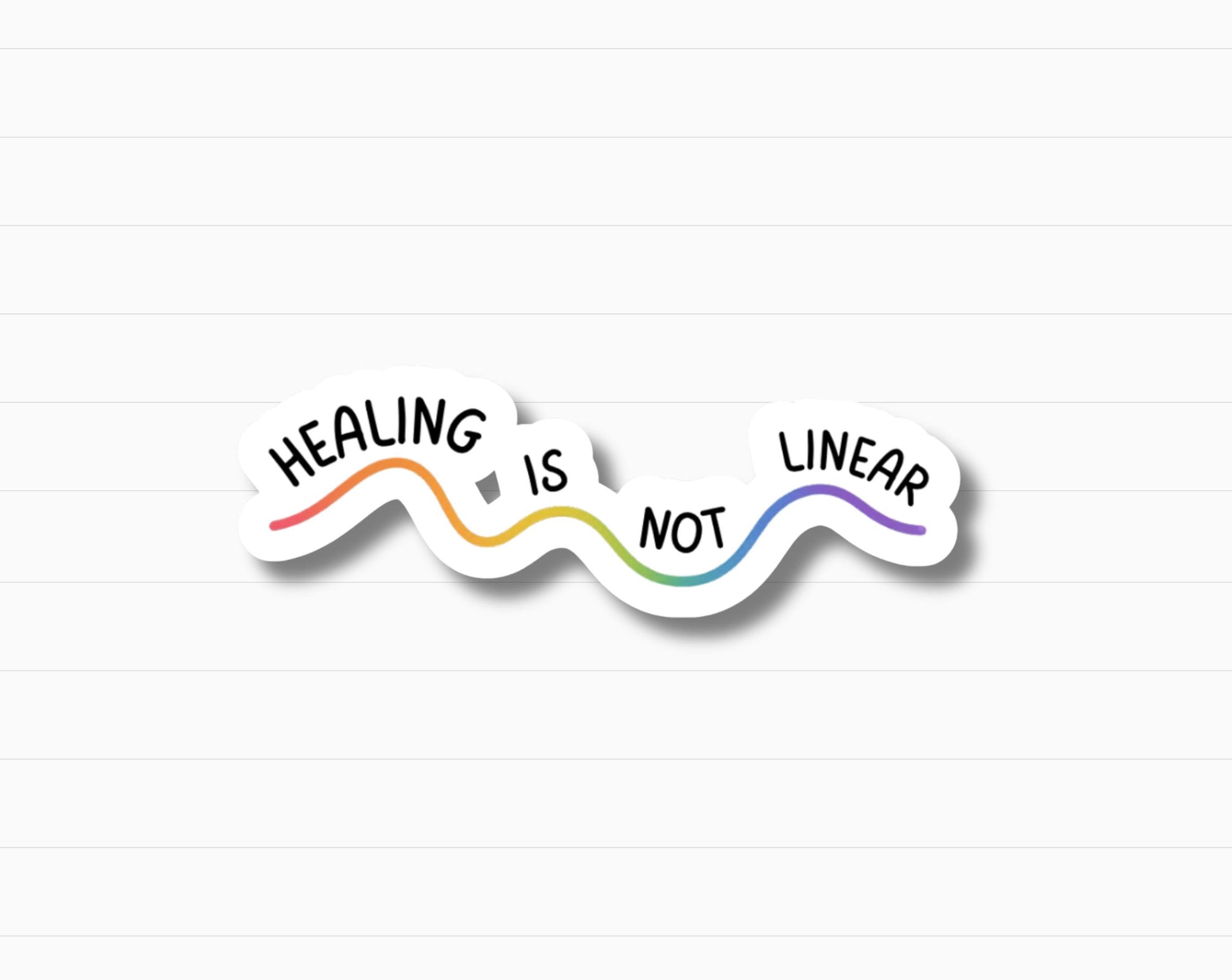 Healing Is Not Linear Sticker | Mental Health Sticker | Therapy Gift | Rainbow Vinyl Sticker | Self Care Sticker | Therapist Gift Idea
