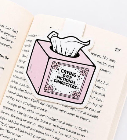 Crying Over Fictional Characters Tissue Box Magnetic Bookmark | Funny Bookish Bookmark | Reader Humor