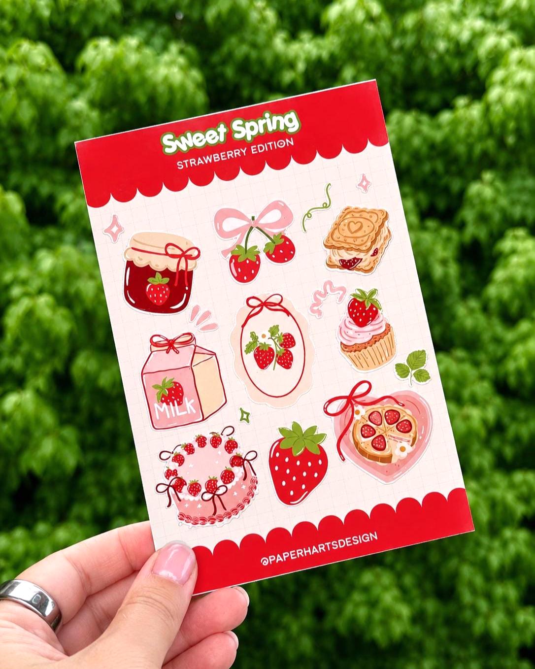 Sweet Spring Strawberry Sticker Sheet