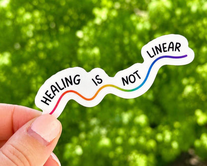 Healing Is Not Linear Sticker | Mental Health Sticker | Therapy Gift | Rainbow Vinyl Sticker | Self Care Sticker | Therapist Gift Idea