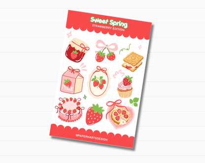 Sweet Spring Strawberry Sticker Sheet
